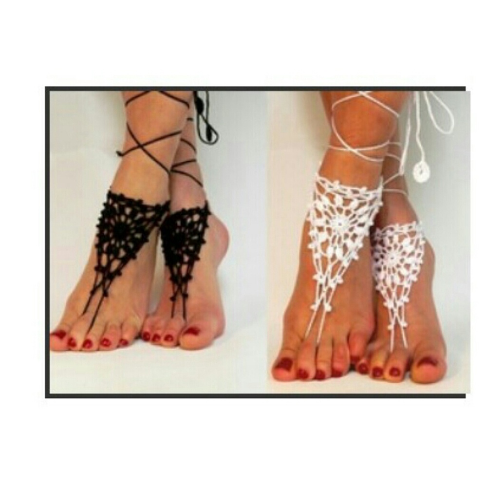 White Crocheted Bottomless Sandals